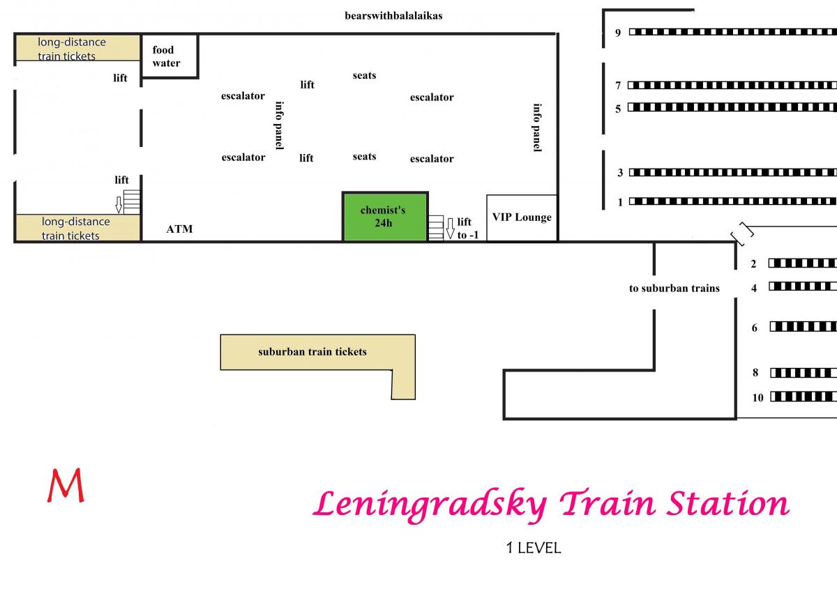 வரைபடம் Leningradsky நிலையம் Moscow